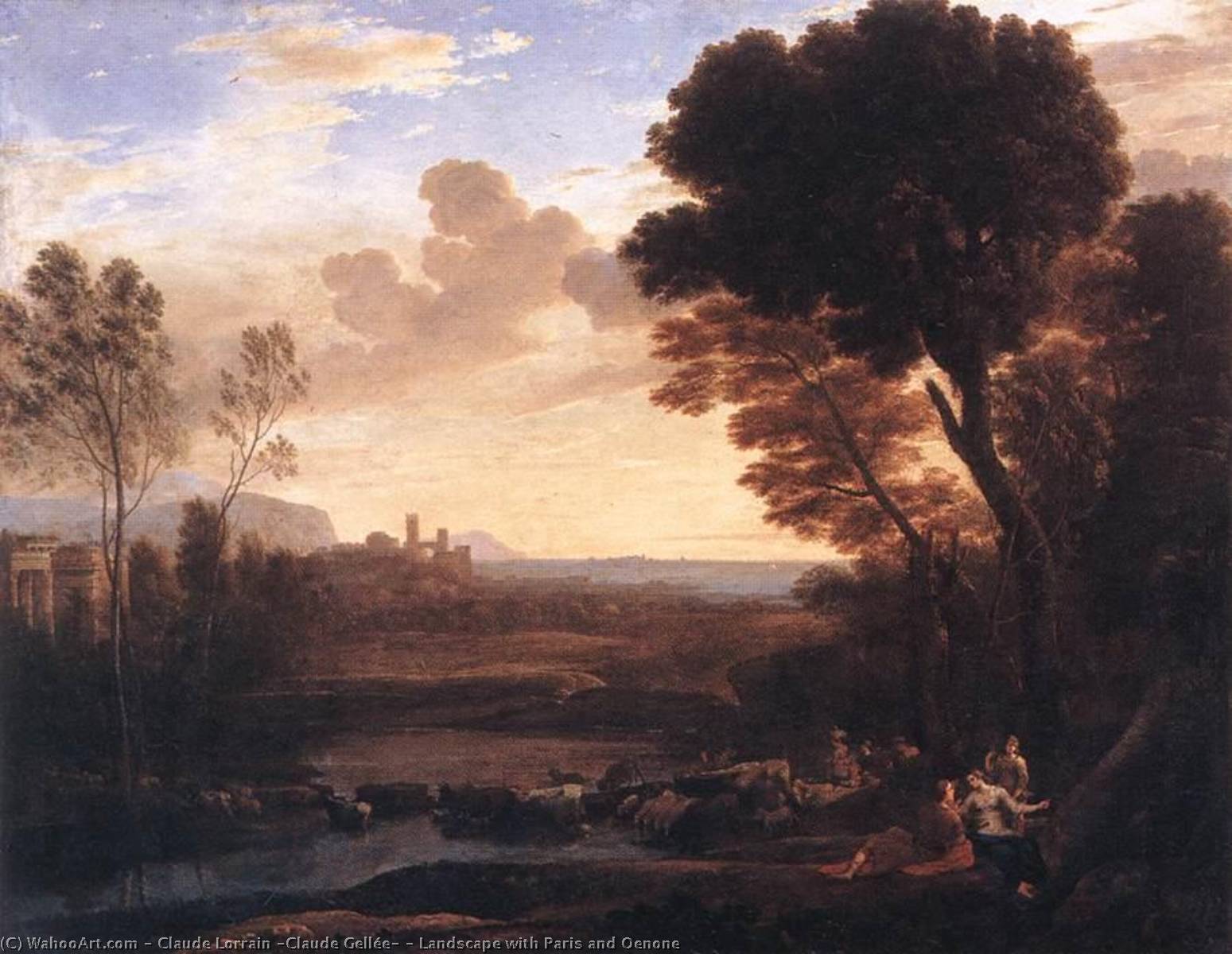 Order Paintings Reproductions Landscape with Paris and Oenone, 1648 by Claude Lorrain (Claude Gellée) (1600-1682) | ArtsDot.com