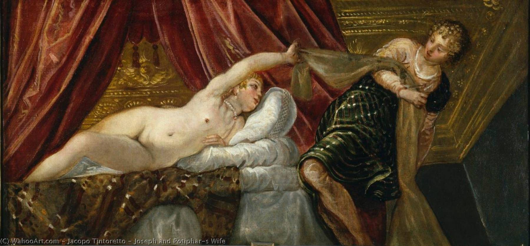 Order Paintings Reproductions Joseph and Potiphar`s Wife, 1655 by Jacopo Tintoretto (1518-1594) | ArtsDot.com
