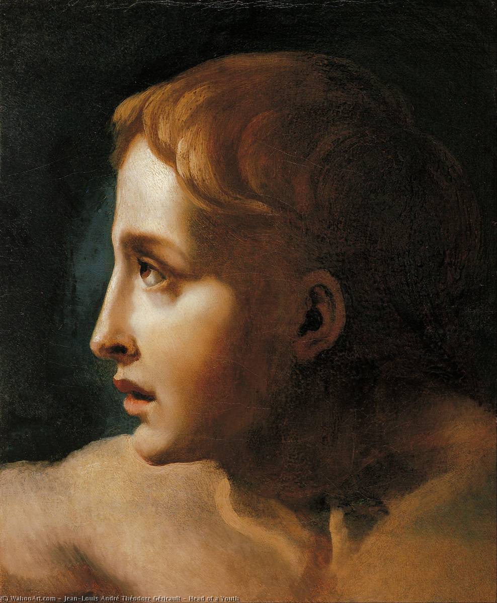 Order Oil Painting Replica Head of a Youth, 1824 by Jean-Louis André Théodore Géricault (1791-1824, France) | ArtsDot.com
