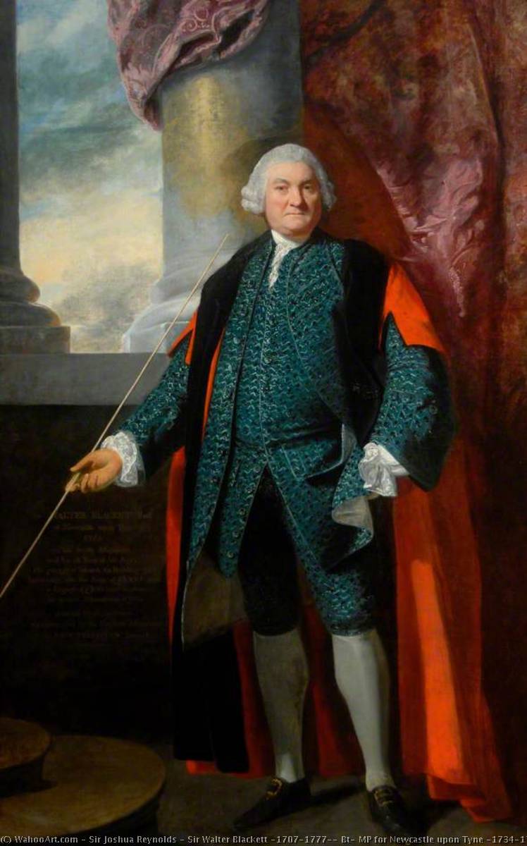Order Paintings Reproductions Sir Walter Blackett (1707–1777), Bt, MP for Newcastle upon Tyne (1734–1777) by Joshua Reynolds | ArtsDot.com