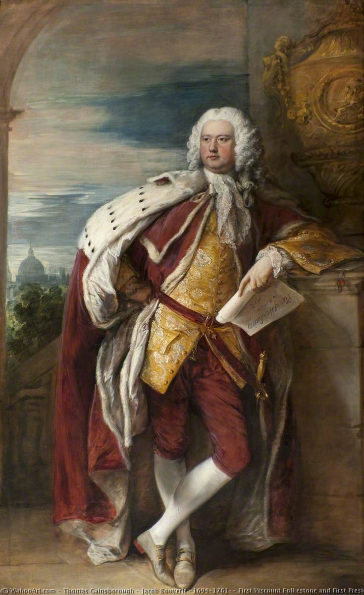 Order Artwork Replica Jacob Bouverie (1694–1761), First Viscount Folkestone and First President of the Society of Arts (after Thomas Hudson), 1776 by Thomas Gainsborough (1727-1788, United Kingdom) | ArtsDot.com