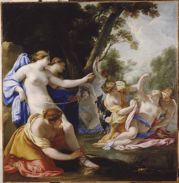 Buy Museum Art Reproductions Diane découvrant la grossesse de Callisto by Eustache Le Sueur (Lesueur) (1616-1655) | ArtsDot.com