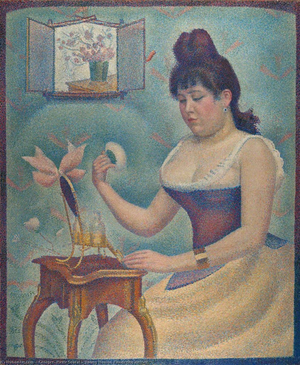 顺序 油畫 Young Women Powdering Her Self, 1890 通过 Georges Pierre Seurat (1859-1891, France) | ArtsDot.com