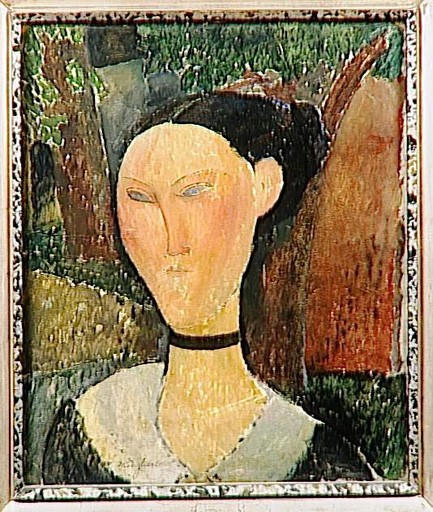Buy Museum Art Reproductions Femme au ruban de velours by Amedeo Modigliani | ArtsDot.com