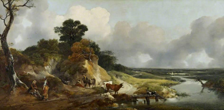 顺序 油畫 地貌,看着一个偏远村庄, 1753 通过 Thomas Gainsborough (1727-1788, United Kingdom) | ArtsDot.com