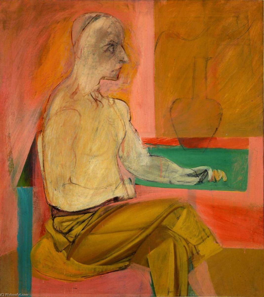 Order Oil Painting Replica Seated Man, 1939 by Willem De Kooning (Inspired By) (1904-1997, Netherlands) | ArtsDot.com