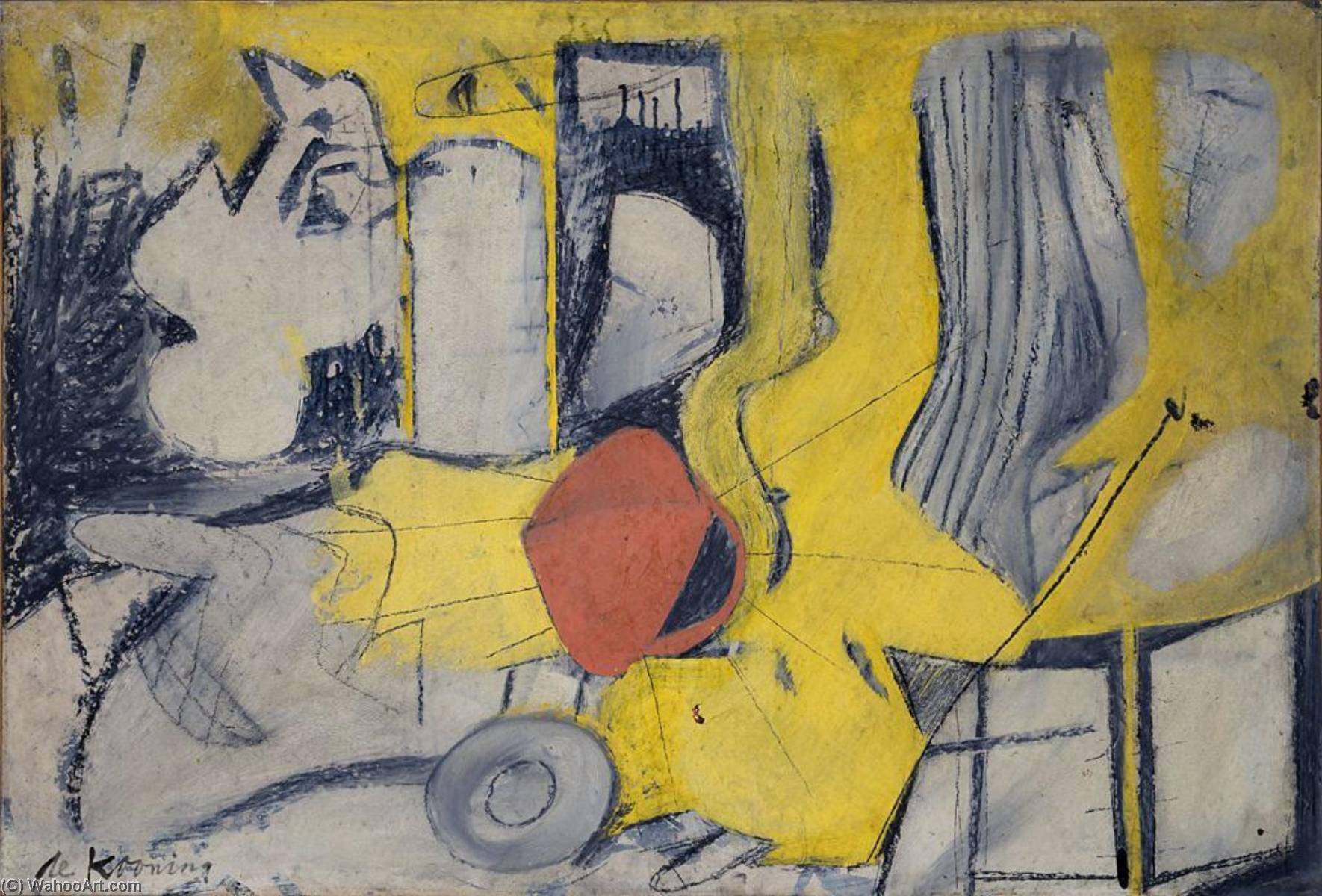 順序 油絵 秘書, 1948 バイ Willem De Kooning (に触発された) (1904-1997, Netherlands) | ArtsDot.com