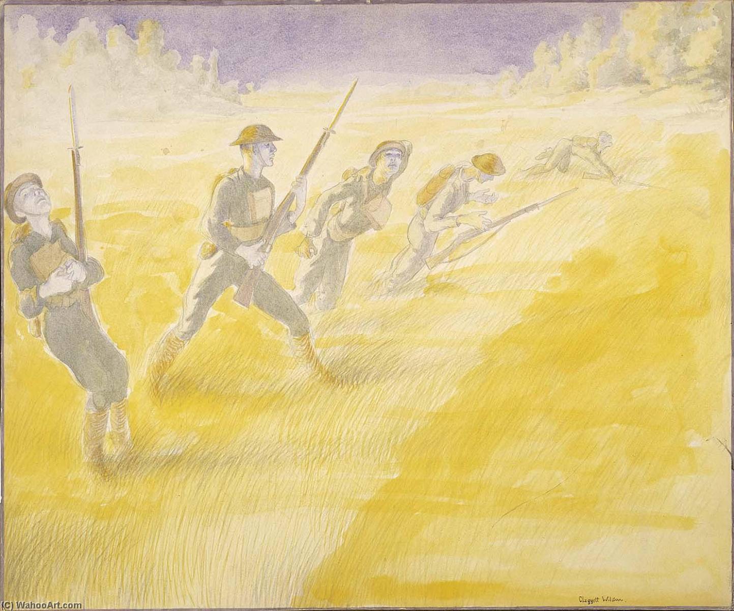 Order Artwork Replica First Attack on the Bois de Belleau, June 6, 1918, at Five O`Clock 3rd Battalion, 5th Regiment of Marines Advancing, 1919 by Claggett Wilson (1887-1952) | ArtsDot.com