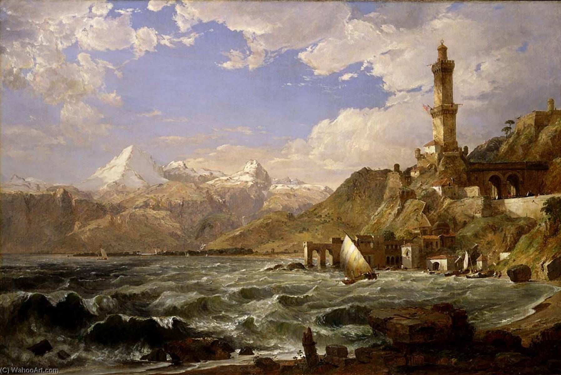 Order Artwork Replica The Coast of Genoa, 1854 by Jasper Francis Cropsey (1823-1900, United States) | ArtsDot.com