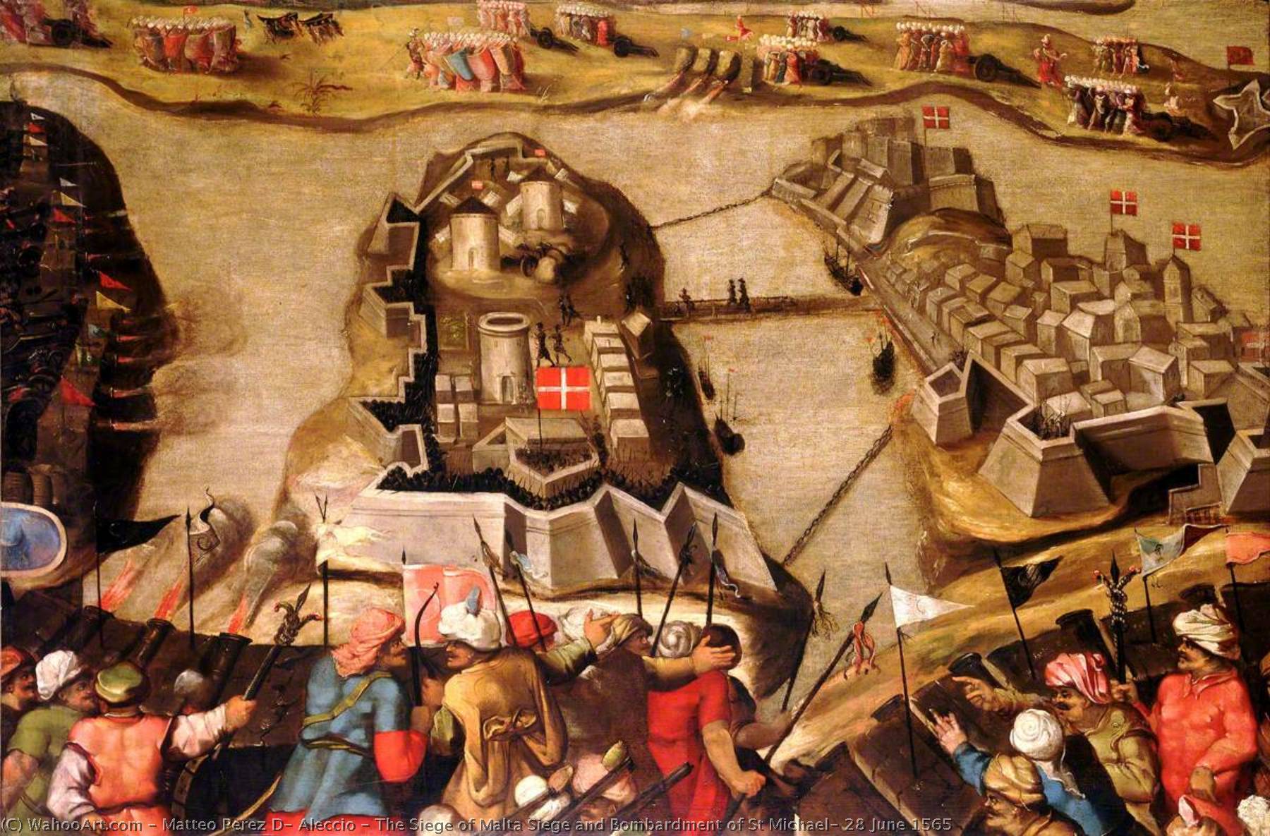 Order Oil Painting Replica The Siege of Malta Siege and Bombardment of St Michael, 28 June 1565 by Matteo Perez D' Aleccio (1547-1628) | ArtsDot.com