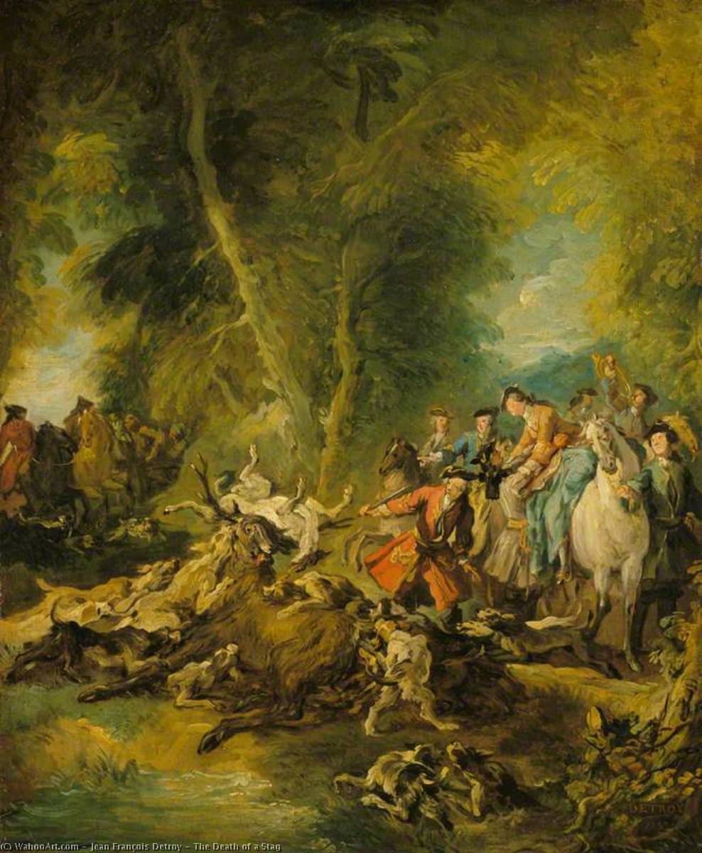 Order Oil Painting Replica The Death of a Stag, 1737 by Jean François De Troy (1645-1730, France) | ArtsDot.com