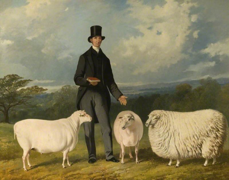 Buy Museum Art Reproductions Valentine Barford (1786–1864), with His Purebred Sheep, 1857 by Henry Barraud (1811-1874) | ArtsDot.com