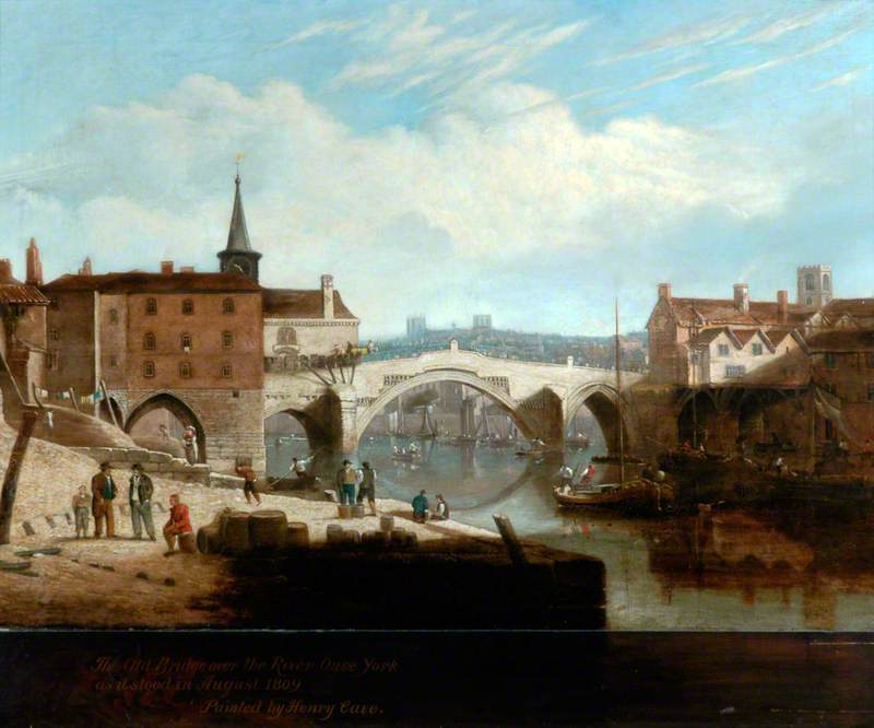 Buy Museum Art Reproductions The Old Bridge over the River Ouse, York, 1809 by Henry Cave (1779-1836) | ArtsDot.com