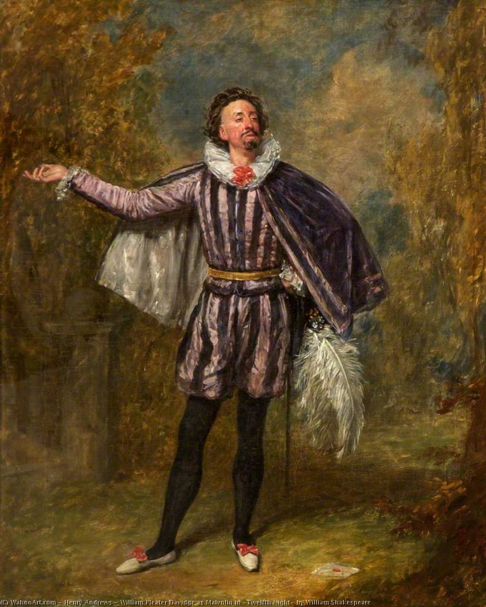 Order Oil Painting Replica William Pleater Davidge as Malvolio in `Twelfth Night` by William Shakespeare, 1846 by Henry Andrews (1796-1868) | ArtsDot.com