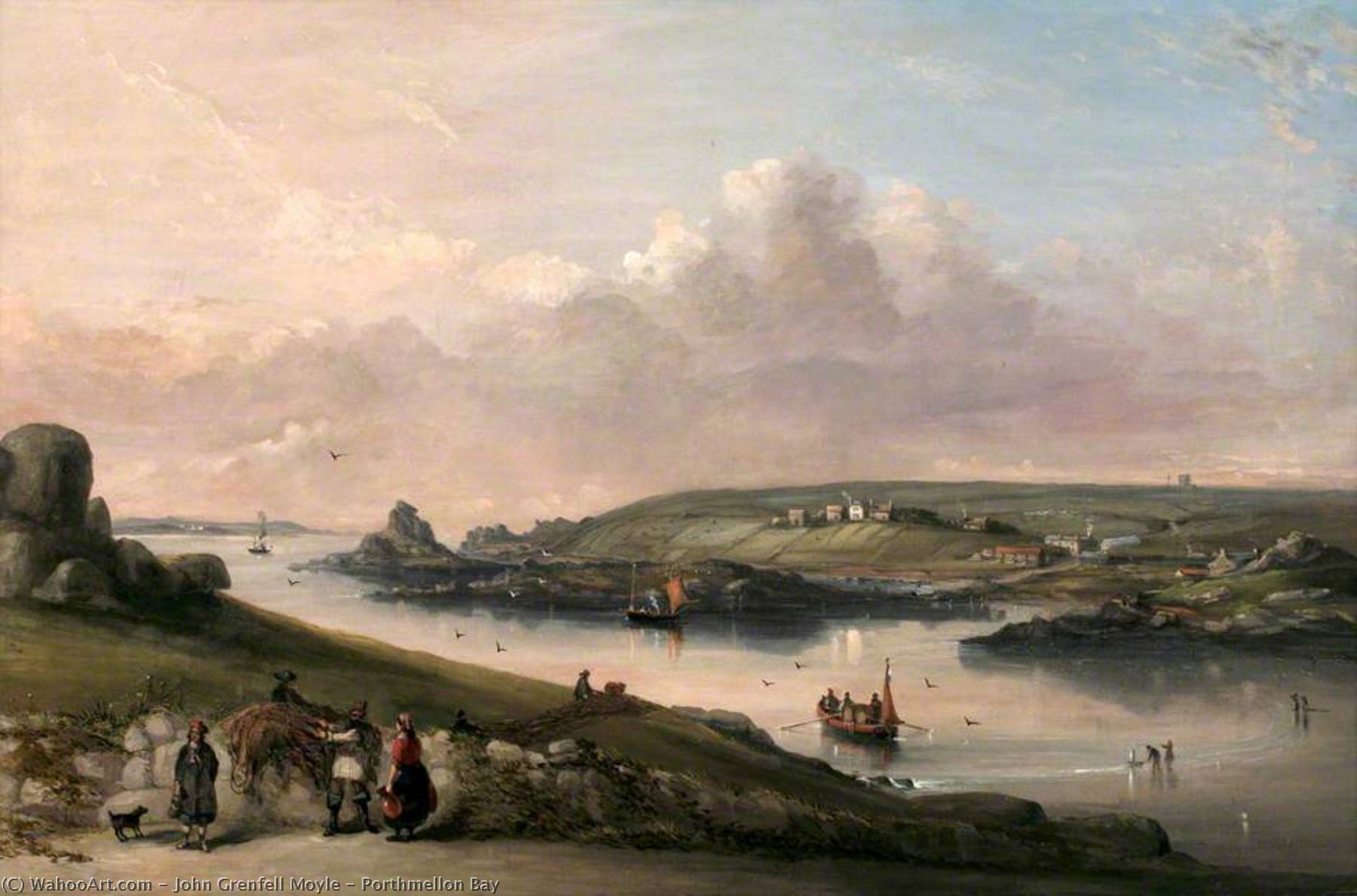 Buy Museum Art Reproductions Porthmellon Bay by John Grenfell Moyle (1817-1893) | ArtsDot.com