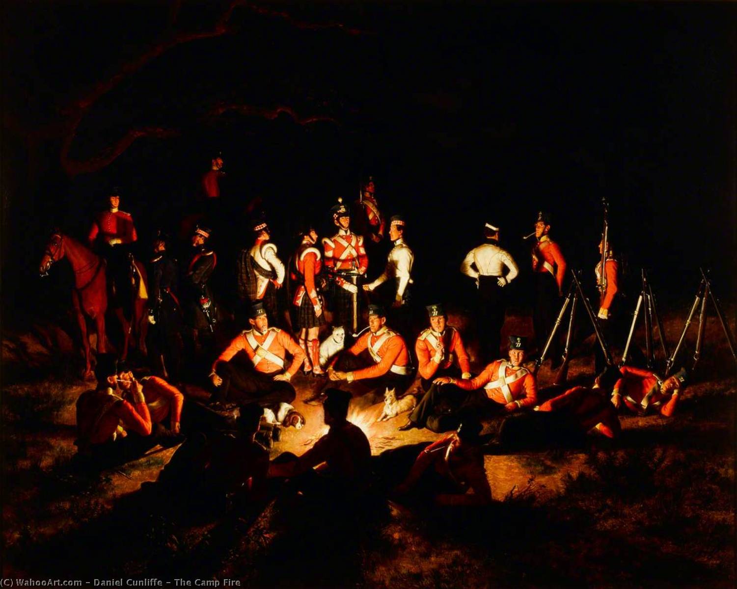 Order Art Reproductions The Camp Fire, 1850 by Daniel Cunliffe (1801-1871) | ArtsDot.com