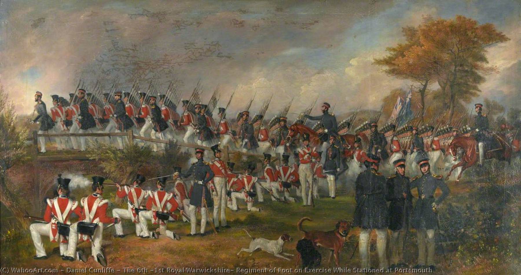 Order Artwork Replica The 6th (1st Royal Warwickshire) Regiment of Foot on Exercise While Stationed at Portsmouth, 1843 by Daniel Cunliffe (1801-1871) | ArtsDot.com