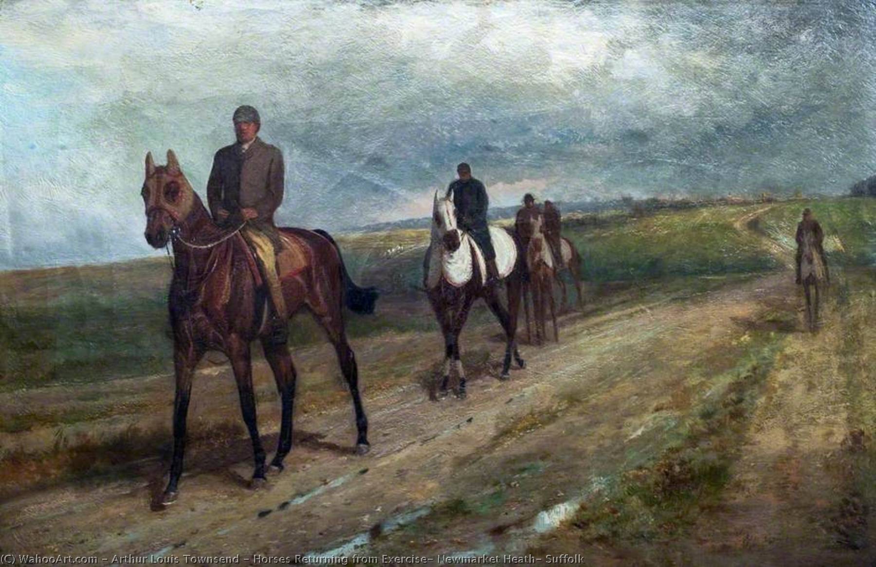 Buy Museum Art Reproductions Horses Returning from Exercise, Newmarket Heath, Suffolk, 1886 by Arthur Louis Townsend (1848-1927) | ArtsDot.com