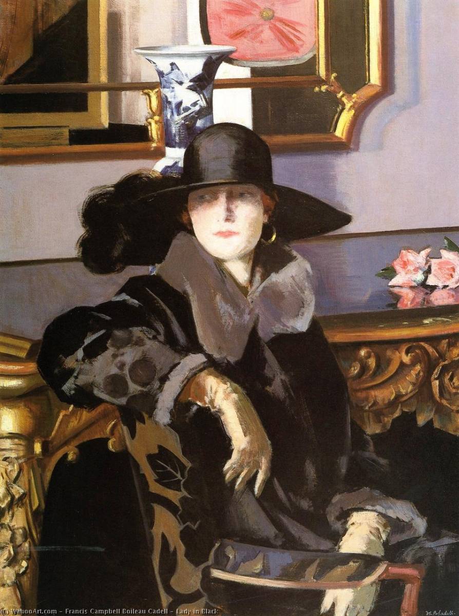 Order Oil Painting Replica Lady in Black, 1925 by Francis Campbell Boileau Cadell | ArtsDot.com