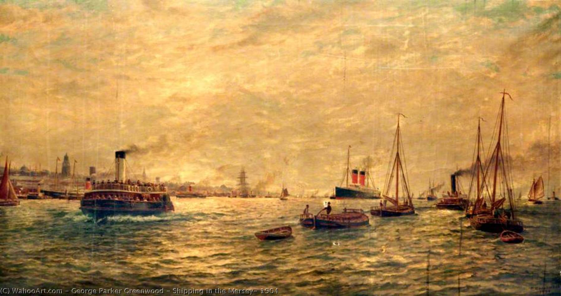 Order Oil Painting Replica Shipping in the Mersey, 1904 by George Parker Greenwood (1850-1904) | ArtsDot.com