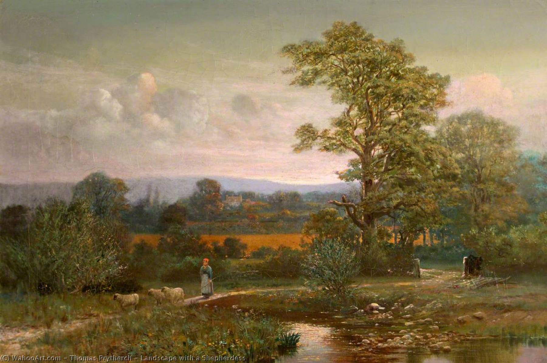 Landscape with a Shepherdess, 1898 by Thomas Prytherch Thomas Prytherch | ArtsDot.com