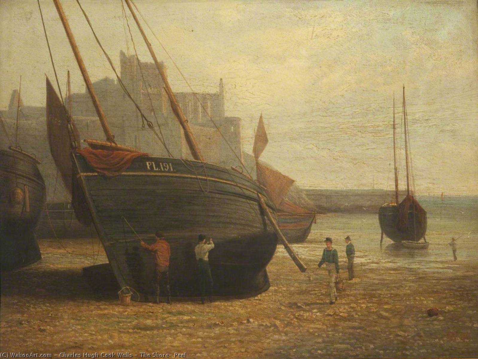 The Shore, Peel, 1883 by Charles Hugh Cook Wells Charles Hugh Cook Wells | ArtsDot.com