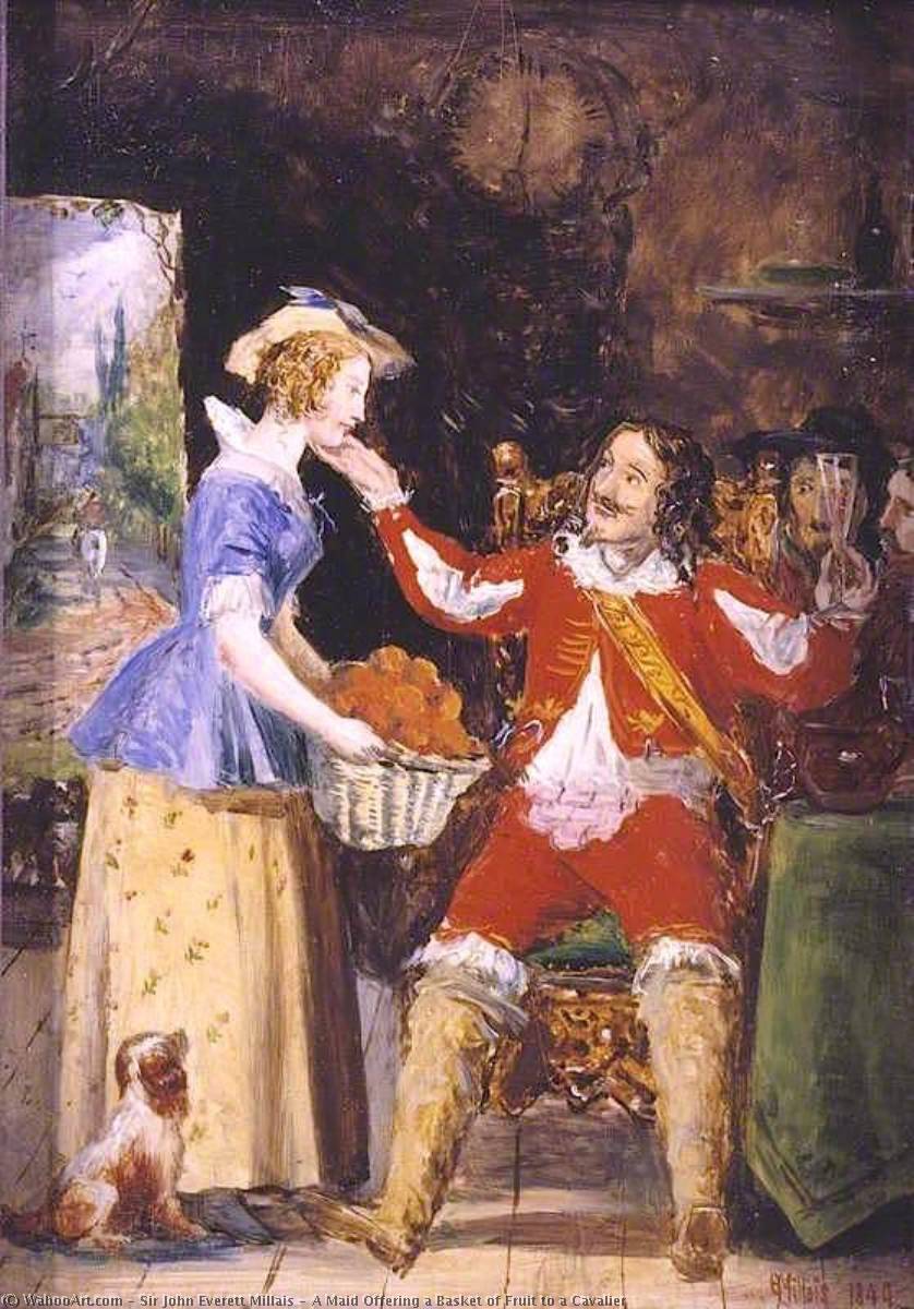 Buy Museum Art Reproductions A Maid Offering a Basket of Fruit to a Cavalier, 1849 by John Everett Millais | ArtsDot.com
