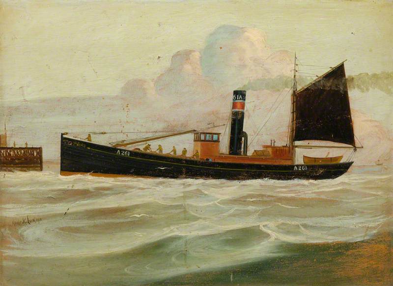 Order Oil Painting Replica Steam Drifter `Willowbank`, 1911 by Kenneth Luck (1874-1936) | ArtsDot.com