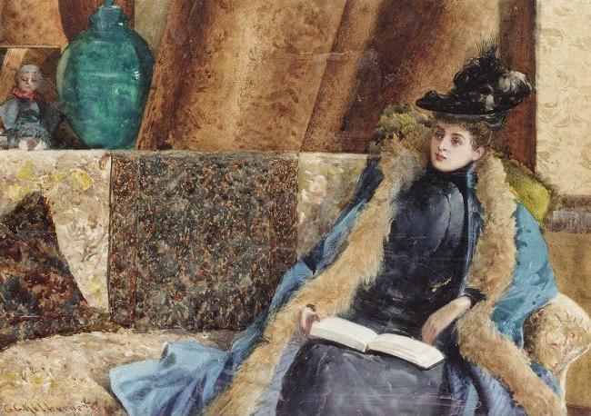 Order Oil Painting Replica Lady Reading by George Goodwin Kilburne (1839-1924, United Kingdom) | ArtsDot.com
